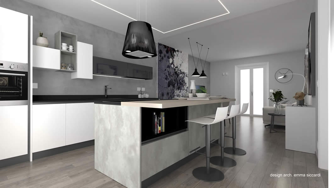 Progetto living con cucina